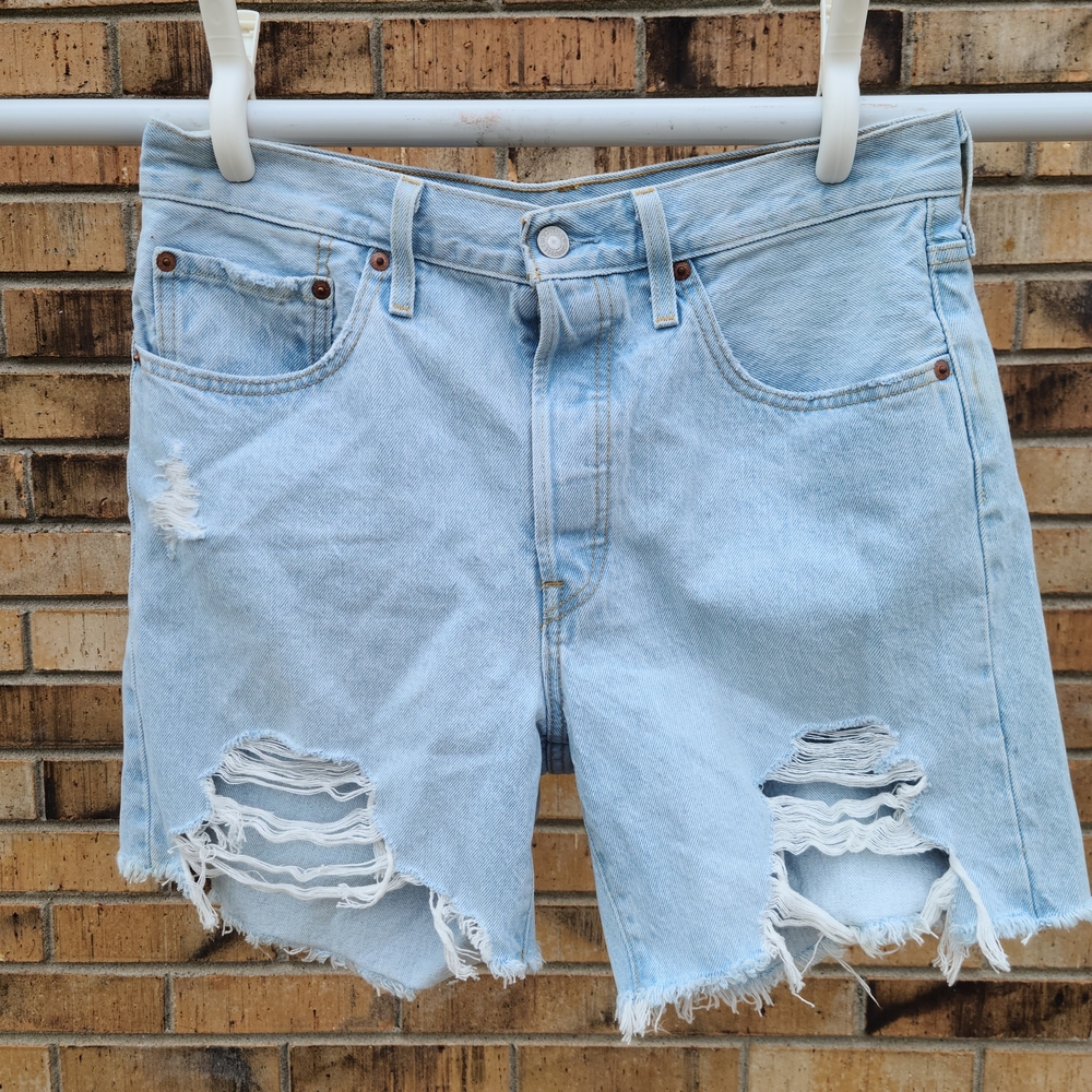 Light Blue Distressed Denim Women's Shorts